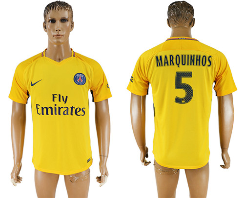 2017 18 Paris Saint Germain 5 MARQUINHOS Away Thailand Soccer Jersey