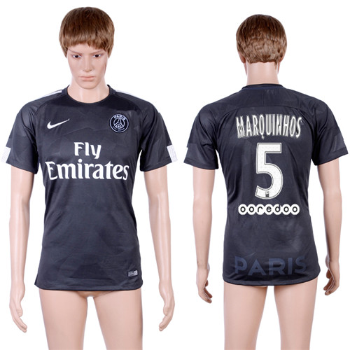 2017 18 Paris Saint Germain 5 MARQUINHOS Third Away Thailand Soccer Jersey