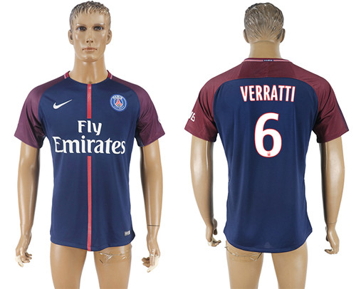 2017 18 Paris Saint Germain 6 VERRATTI Home Thailand Soccer Jersey