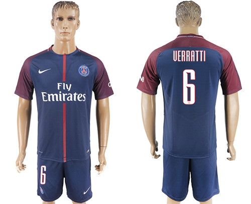 2017 18 Paris Saint Germain 6 VERRATTI Home UEFA Champions League Soccer Jersey