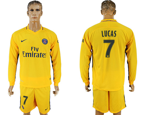 2017 18 Paris Saint Germain 7 LUCAS Away Long Sleeve Soccer Jersey