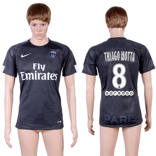 2017 18 Paris Saint Germain 8 THIAGO MOTTAThird Away Thailand Soccer Jersey