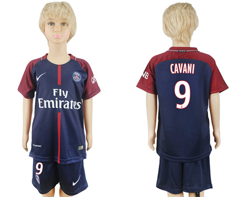 2017 18 Paris Saint Germain 9 CAVANI Home Youth Soccer Jersey