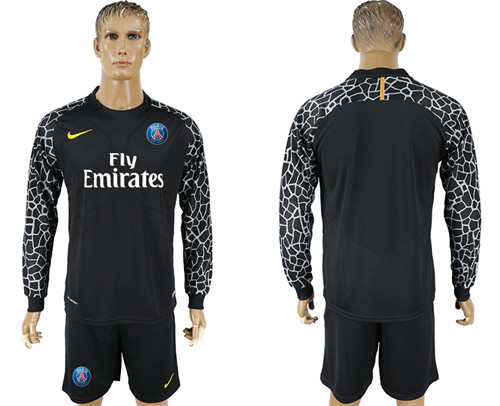 2017 18 Paris Saint Germain Black Goalkeeper Long Sleeve Soccer Jersey