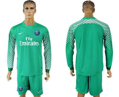 2017 18 Paris Saint Germain Green Goalkeeper Long Sleeve Soccer Jersey