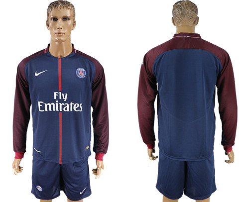 2017 18 Paris Saint Germain Home Long Sleeve Soccer Jersey