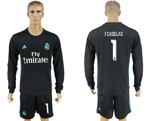 2017 18 Real Madrid 1 I CASILLAS Away Long Soccer Jersey