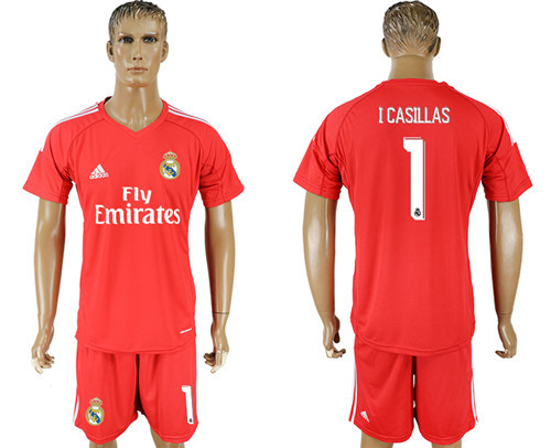 2017 18 Real Madrid 1 I CASILLAS Red Goalkeeper Soccer Jersey