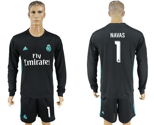 2017 18 Real Madrid 1 NAVAS Away Long Soccer Jersey