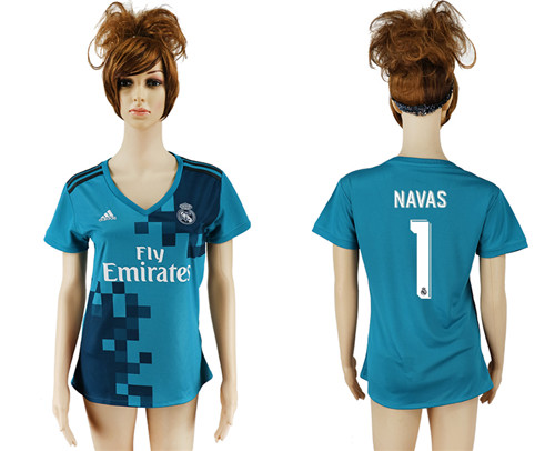 2017 18 Real Madrid 1 NAVAS Third Away Women Soccer Jersey