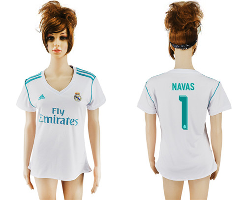 2017 18 Real Madrid 1 NAVAZ Home Women Soccer Jersey