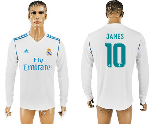 2017 18 Real Madrid 10 JAMES Home Long Sleeve Thailand Soccer Jersey