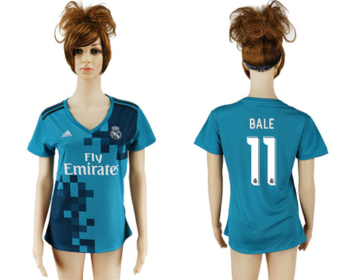 2017 18 Real Madrid 11 BALE Third Away Women Soccer Jersey