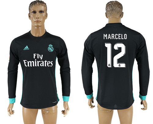 2017 18 Real Madrid 12 MARCELO Away Long Sleeve Thailand Soccer Jersey