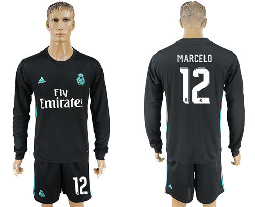 2017 18 Real Madrid 12 MARCELO Away Long Soccer Jersey