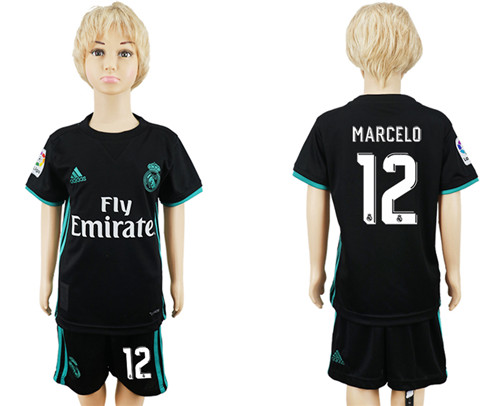 2017 18 Real Madrid 12 MARCELO Away Youth Soccer Jersey