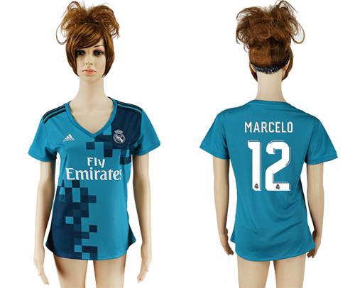 2017 18 Real Madrid 12 MARCELO Third Away Women Soccer Jersey