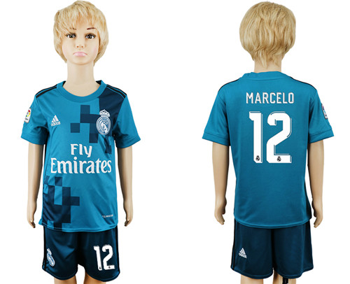 2017 18 Real Madrid 12 MARCELO Third Away Youth Soccer Jersey