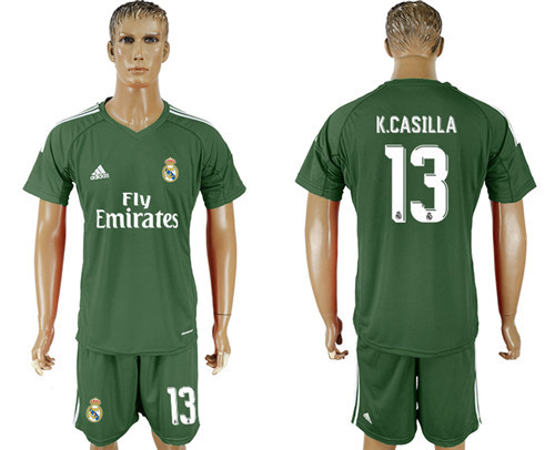 2017 18 Real Madrid 13 K.CASILLA Green Goalkeeper Soccer Jersey