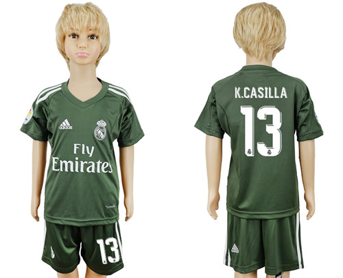 2017 18 Real Madrid 13 K.CASILLA Military Green Youth Goalkeeper Soccer Jersey