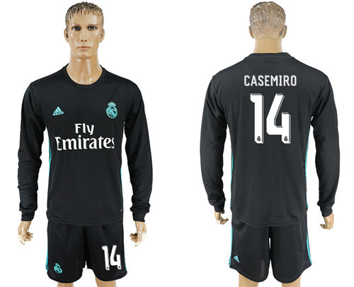 2017 18 Real Madrid 14 CASEMIRO Away Long Soccer Jersey