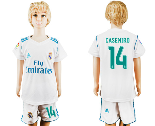 2017 18 Real Madrid 14 CASEMIRO Home Youth Soccer Jersey