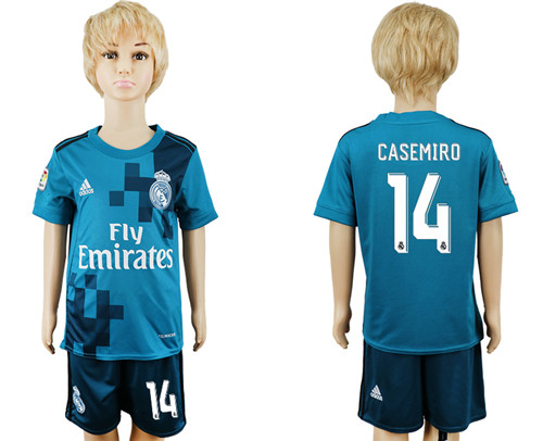 2017 18 Real Madrid 14 CASEMIRO Third Away Youth Soccer Jersey