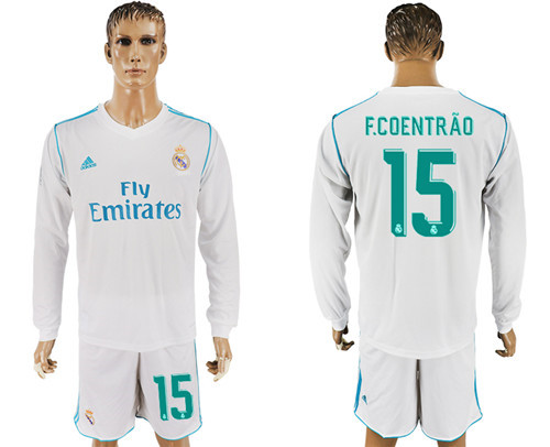 2017 18 Real Madrid 15 F.COENTRAO Home Long Sleeve Soccer Jersey