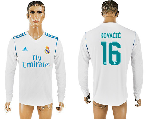2017 18 Real Madrid 16 KOVACIC Home Long Sleeve Thailand Soccer Jersey