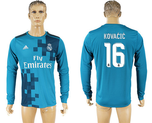 2017 18 Real Madrid 16 KOVACIC Third Away Long Sleeve Thailand Soccer Jersey