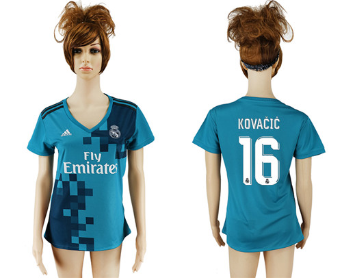 2017 18 Real Madrid 16 KOVACIC Third Away Women Soccer Jersey