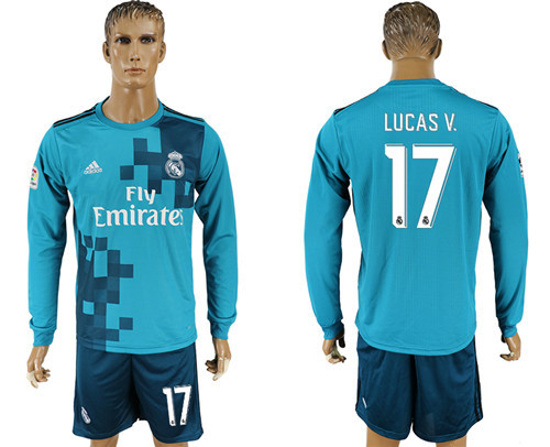 2017 18 Real Madrid 17 LUCAS V. Away Long Sleeve Soccer Jersey