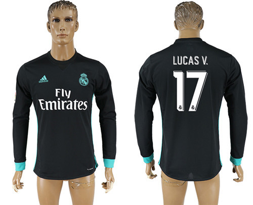 2017 18 Real Madrid 17 LUCAS V. Away Long Sleeve Thailand Soccer Jersey