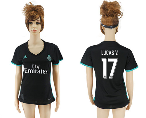 2017 18 Real Madrid 17 LUCAS V. Away Women Soccer Jersey