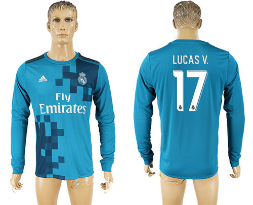 2017 18 Real Madrid 17 LUCAS V. Third Away Long Sleeve Thailand Soccer Jersey