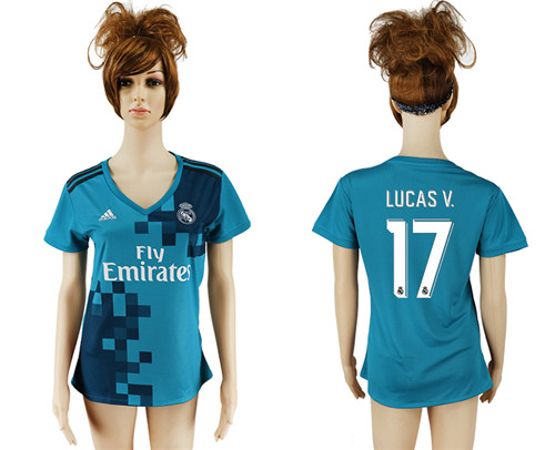 2017 18 Real Madrid 17 LUCAS V. Third Away Women Soccer Jersey