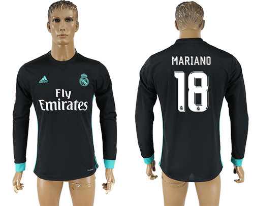 2017 18 Real Madrid 18 MARIANO Away Long Sleeve Thailand Soccer Jersey