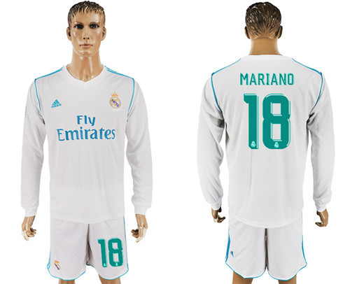 2017 18 Real Madrid 18 MARIANO Home Long Sleeve Soccer Jersey
