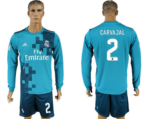 2017 18 Real Madrid 2 CARVAJAL Away Long Sleeve Soccer Jersey