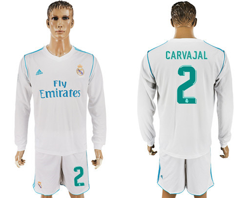 2017 18 Real Madrid 2 CARVAJAL Home Long Sleeve Soccer Jersey