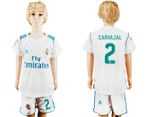 2017 18 Real Madrid 2 CARVAJAL Home Youth Soccer Jersey