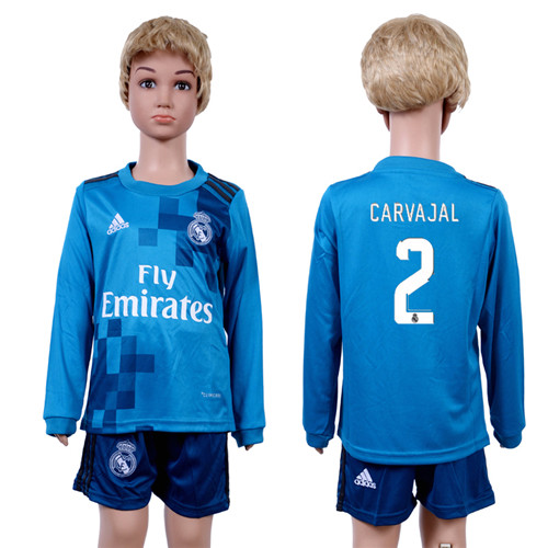 2017 18 Real Madrid 2 CARVAJAL Third Away Youth Long Sleeve Soccer Jersey
