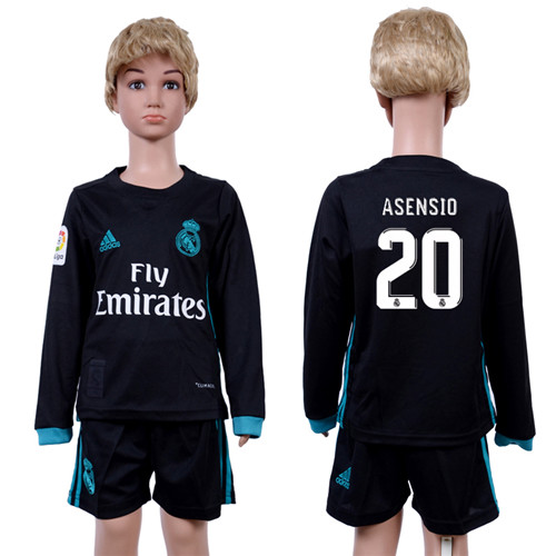 2017 18 Real Madrid 20 ASENSIO Away Youth Long Sleeve Soccer Jersey