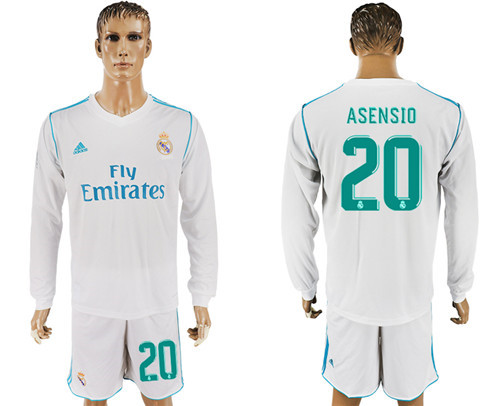 2017 18 Real Madrid 20 ASENSIO Home Long Sleeve Soccer Jersey