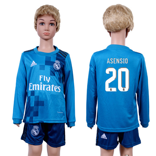 2017 18 Real Madrid 20 ASENSIO Third Away Youth Long Sleeve Soccer Jersey