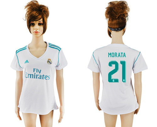 2017 18 Real Madrid 21 MORATA Home Women Soccer Jersey