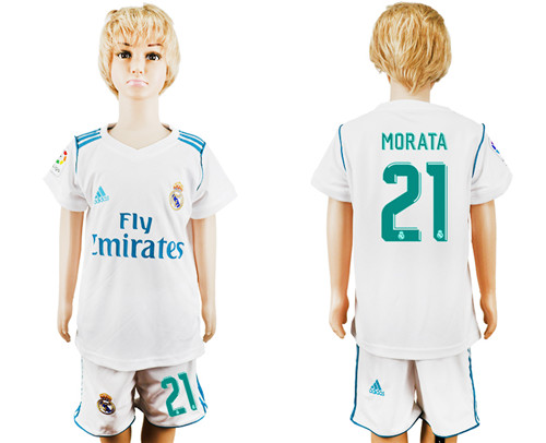 2017 18 Real Madrid 21 MORATA Home Youth Soccer Jersey