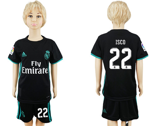 2017 18 Real Madrid 22 ISCO Away Youth Soccer Jersey