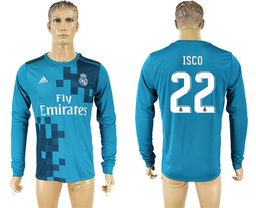 2017 18 Real Madrid 22 ISCO Third Away Long Sleeve Thailand Soccer Jersey
