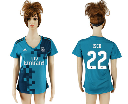 2017 18 Real Madrid 22 ISCO Third Away Women Soccer Jersey